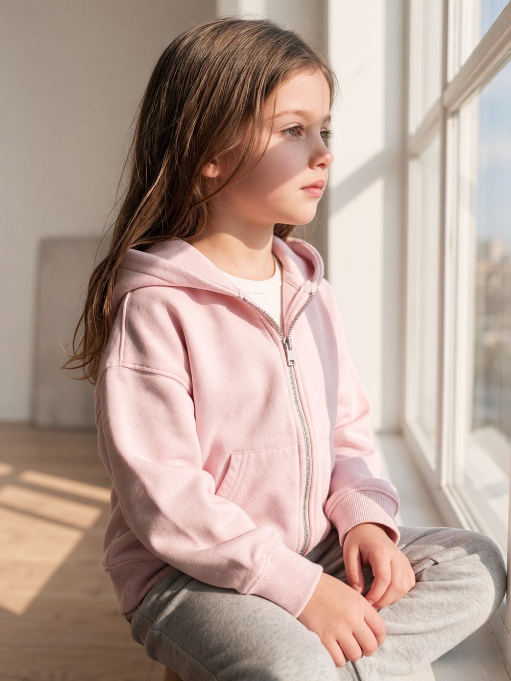 Zara Girls Size 6-7 Pink Zip Hoodie